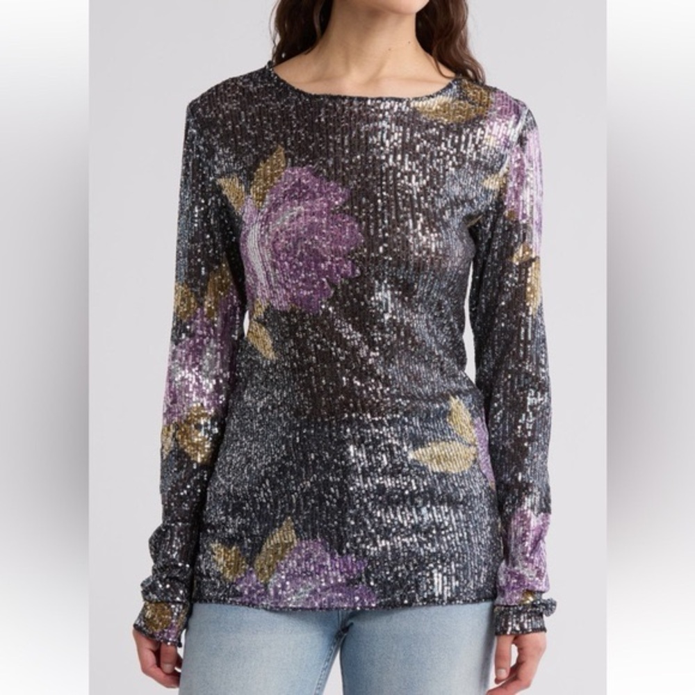 Free People Gold Rush Sequin Top